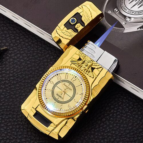 Colorful light watch inflatable lighter metal windproof打火 - 封面