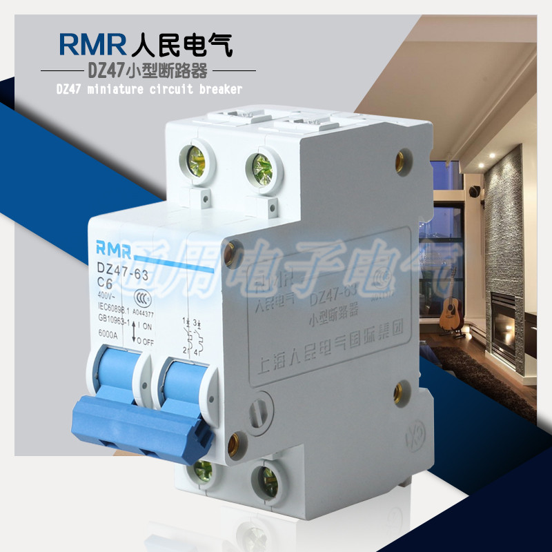 上海人民 小型断路器 空气开关 DZ47-63 2P C型 二级 电流 6A-63A