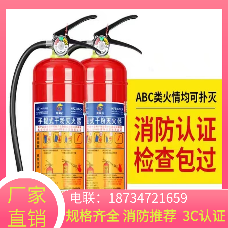 上海手提式商铺干粉灭火器4kg 家用4公斤车用店用1/2/3/5/8kg消防