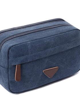 Mens Travel Toiletry Wash Bag Big Capacity Canvas Leather Co