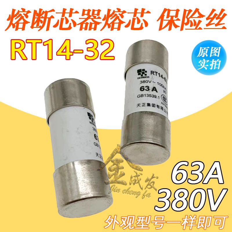 10只装RT14-32 圆筒熔断器 熔芯 插入式保险丝 家用 63A  380V