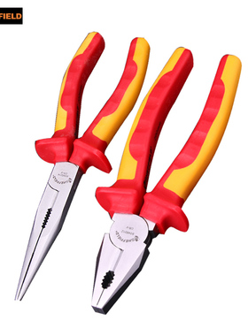 钢盾S046010 绝缘老虎钳钢丝钳6寸8寸尖嘴钳双色柄斜嘴钳斜口钳