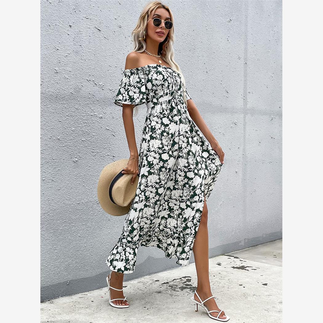 Casual Floral Irregular One Piece Dress 不规则一片式连衣裙女