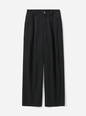 WKZ07175  茉莉雅集 CE琳摩登复古莱赛尔棉捏褶高腰直筒牛仔裤女