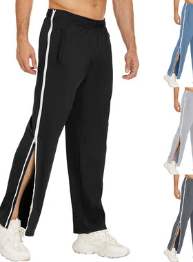 Men's sweatpants 欧美男装运动侧边拉链裤宽松卫裤训练篮球裤