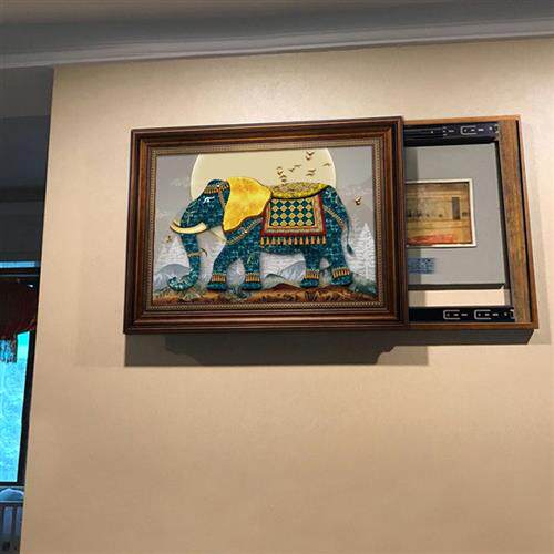 美式电表箱装饰画免打孔空开电闸开关遮挡盒大象配电箱挂画可推拉