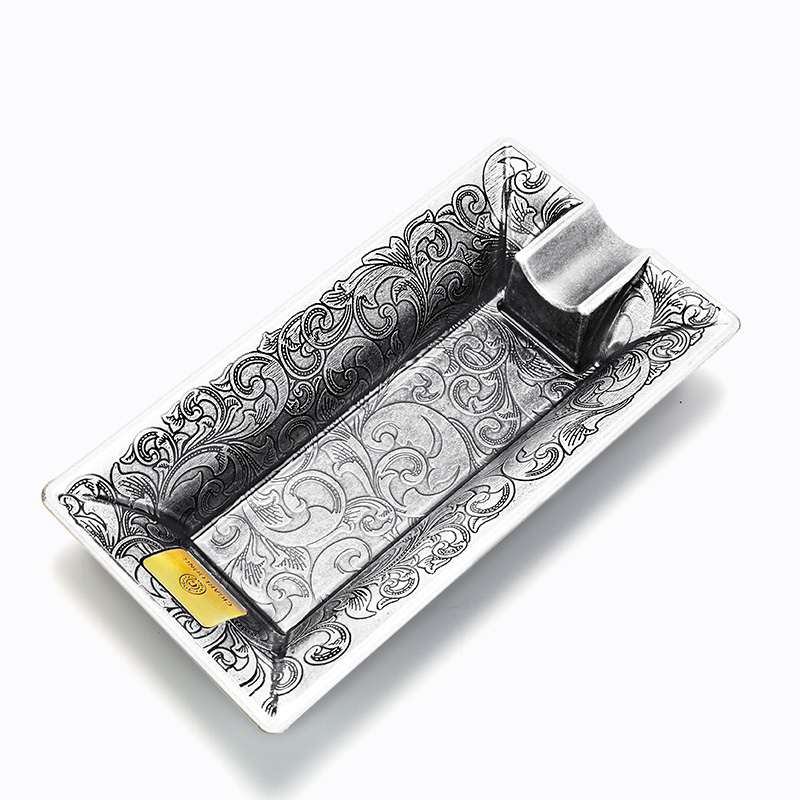 正品雪茄烟灰缸金属大口径花纹雕刻灭烟器单人雪茄摆件CKA-1001