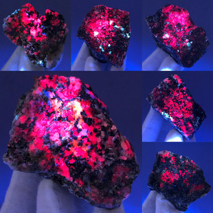 荧光矿物锂霞石原石天然奇石矿物晶体地质教学科普研究标本摆件