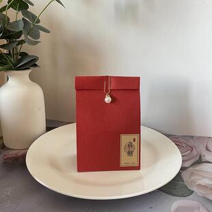 创意回形针喜糖盒牛皮纸喜糖袋结婚伴手礼袋大可装 烟懒人备婚免折