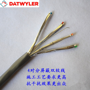 德特威勒超六类CAT6A万兆双屏蔽 F/FTP网线CU6552-V-4P-GY17311线