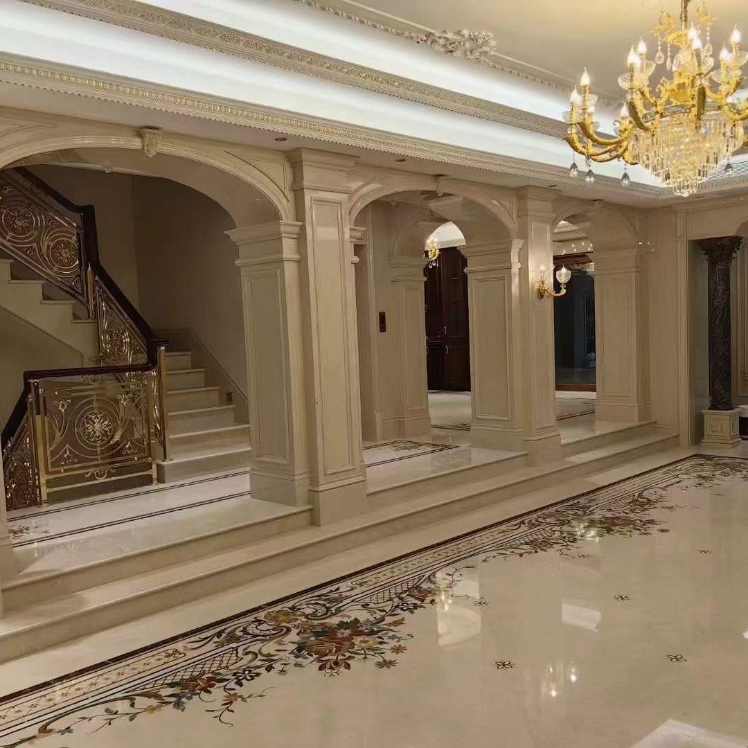 水头工厂石材莎安娜米黄大理石 别墅楼梯地面大理石墙身柱子装饰