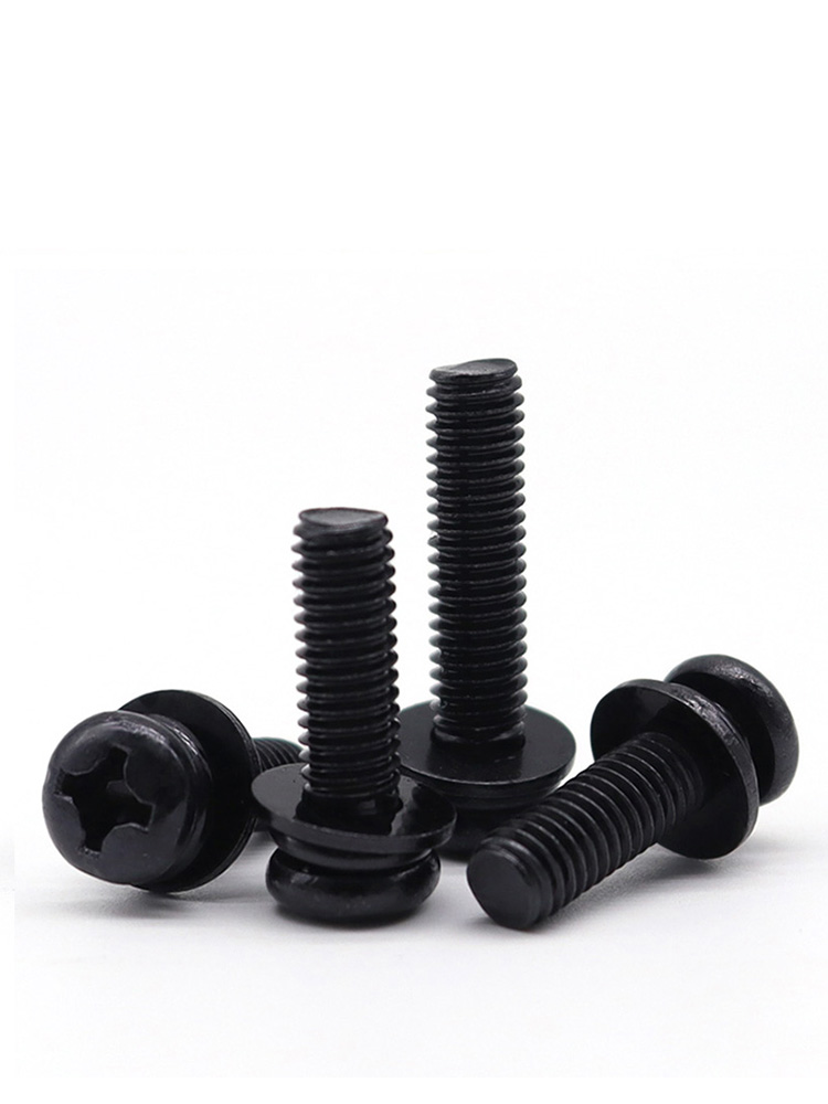 碳钢黑色圆头组合螺丝带