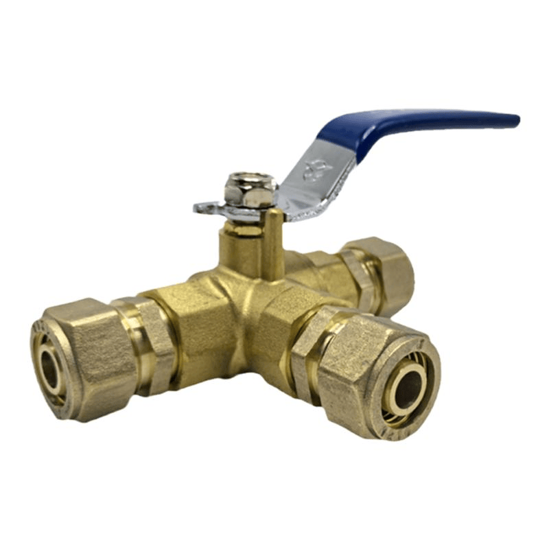 黄铜三通阀门L型组装1216铝塑管铜三通球阀太阳能热水器开关