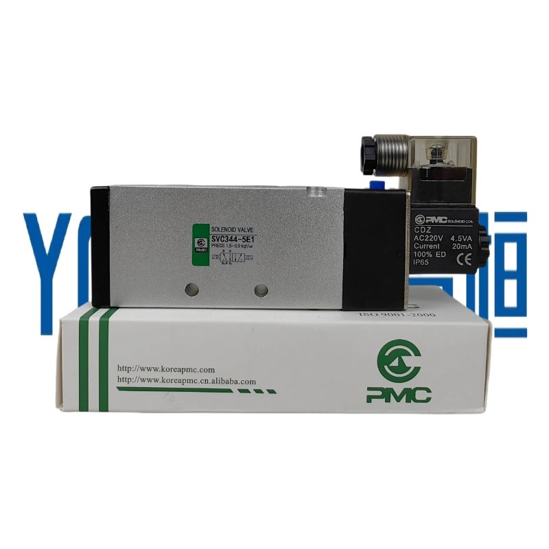 气动韩国PMC电磁阀SVC344-5E1电控制AC220V换向DC24V二位五通5E2