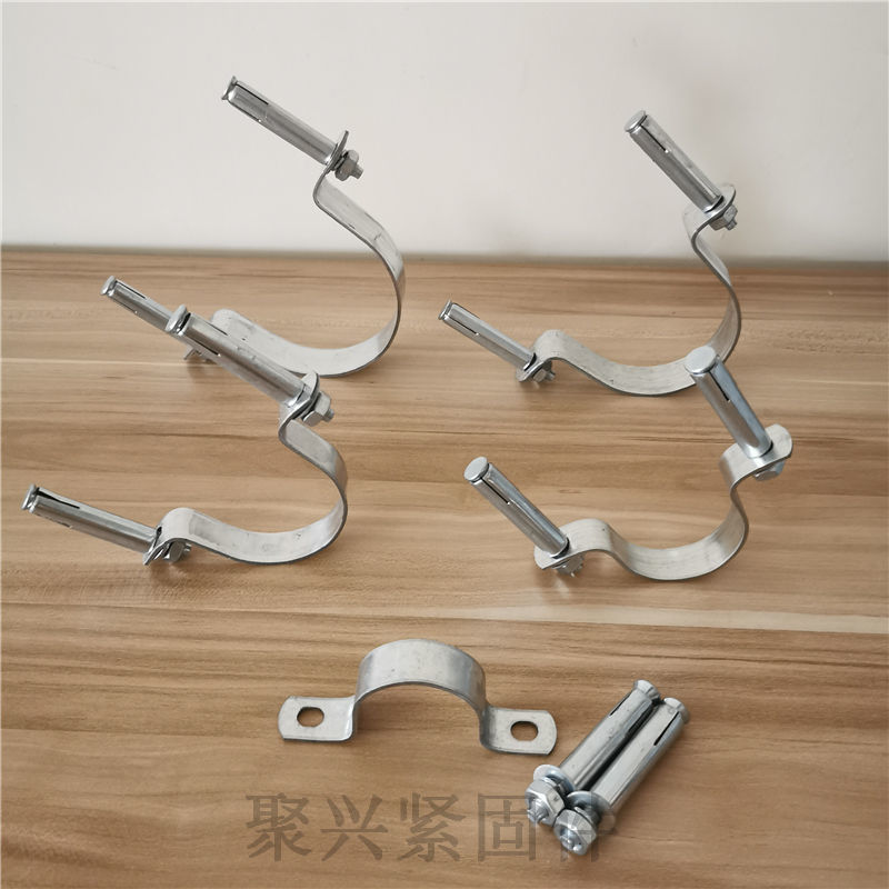 配套4分6分1寸管夹骑马卡膨胀螺丝加厚镀锌马鞍卡U型固定水管抱卡