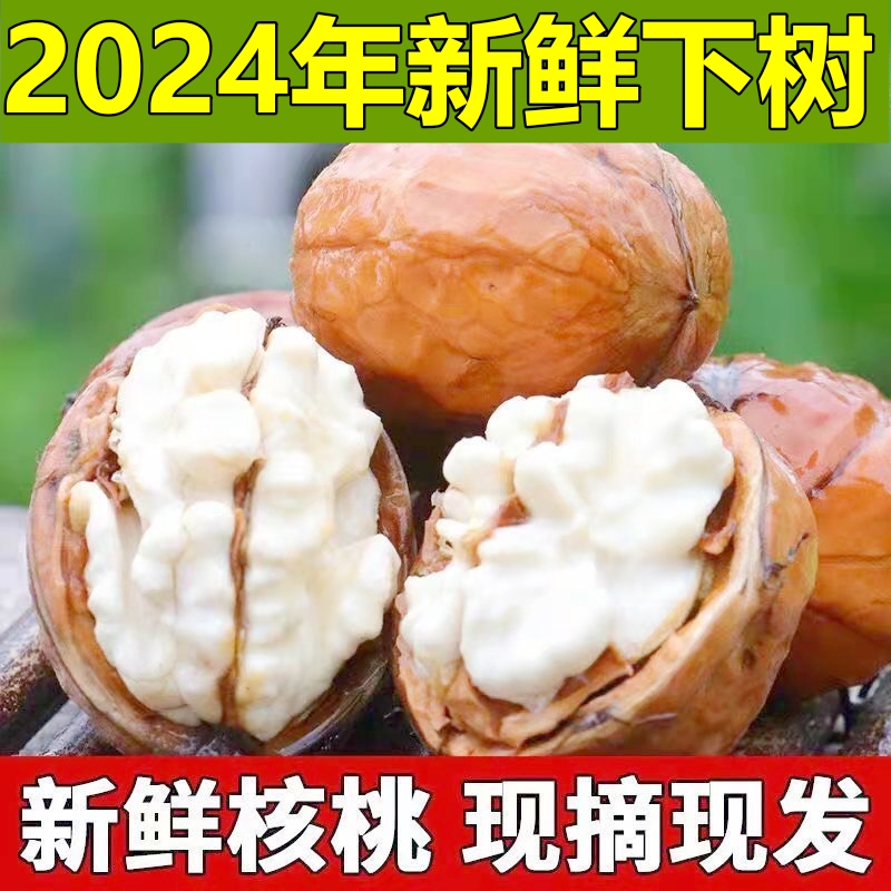 2024年现摘新货去青皮湿核桃薄皮新鲜嫩生核桃绿皮泡酒黑核桃5斤