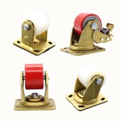 3寸低重心重型脚轮尼龙万向轮铁芯聚氨酯带刹车轮子PU定向轮