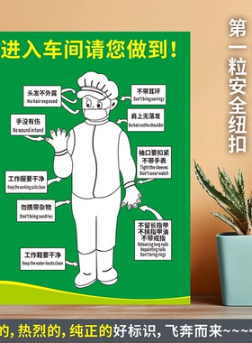 进入车间穿戴好防护用品 防水贴纸硬质PVC牌检查验厂防恐标识FK45