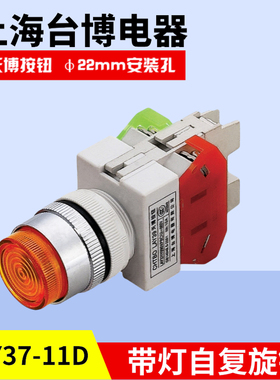天博按钮开关LAY37-11D一常开一常闭带灯自复位按钮开孔22mm
