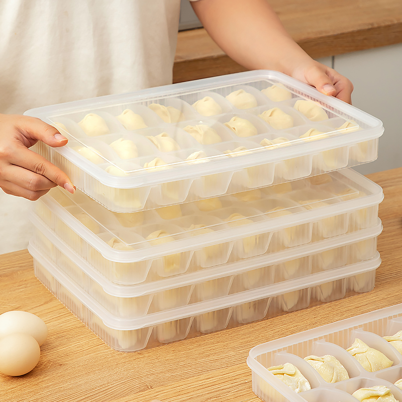 食品级饺子盒专用水饺速冻收纳盒冰箱用分格一层一盖冷冻馄饨盒子