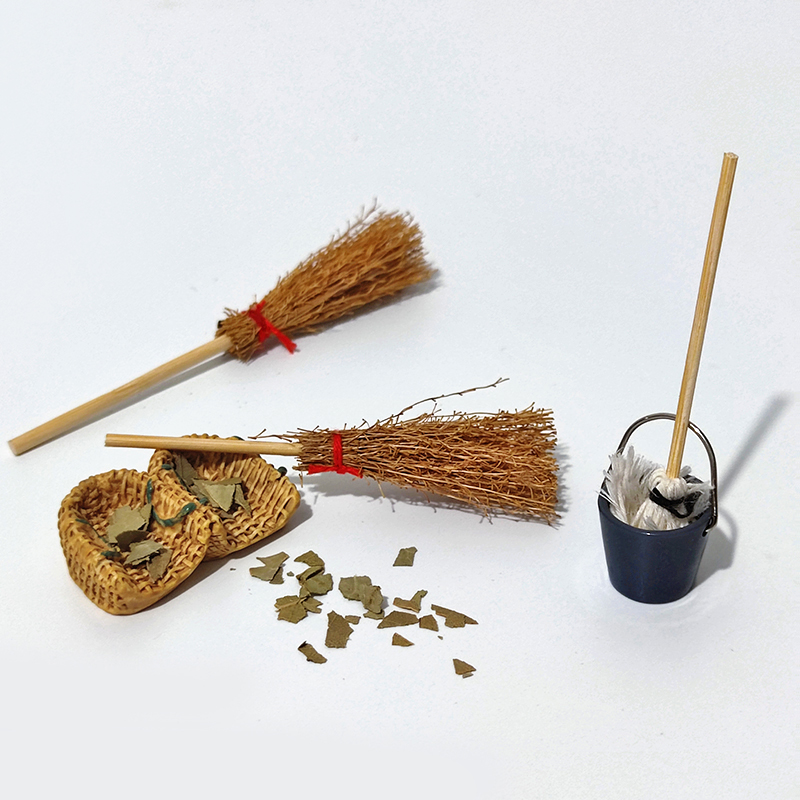 仿真微缩迷你扫把拖模型