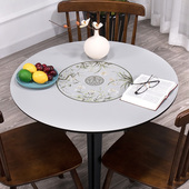 新中式 圆桌垫防水防油免洗餐餐桌布6208皮革小圆台垫.布盖布定制