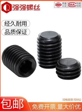 国标GB77碳钢4.8级内六角细牙平端紧定黑色无头螺钉机米螺丝M8M10