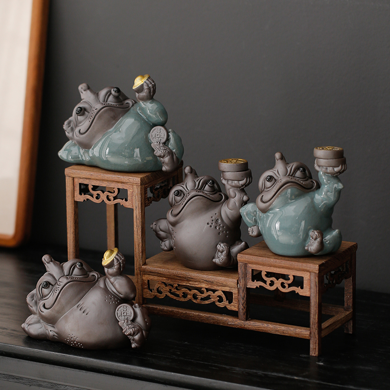 创意三足招财金蟾茶宠玩