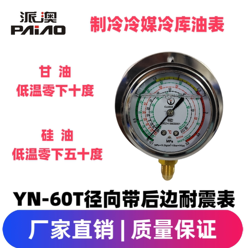 派澳YN60T 1.8MPa 3.8MPa 55bar径向带边耐震制冷表氟利昂冷媒表