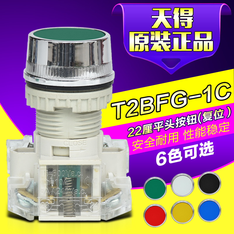 原装正品天得平头按钮开