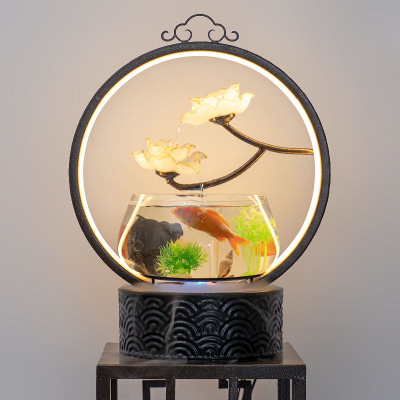 创意小型鱼缸流水摆件循
