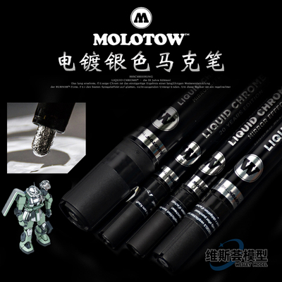 德国MOLOTOW LIQUID CHROME电镀银色马克笔 镜面效果笔头粗细可选