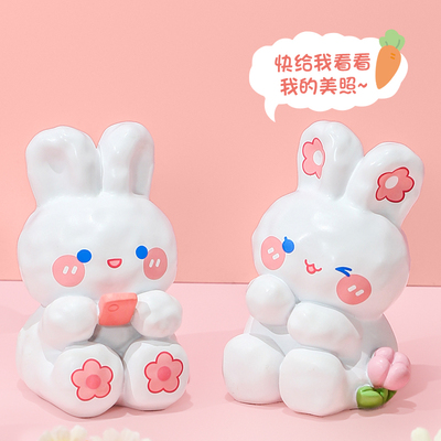 治愈系创意可爱卡通兔子摆件办公室好物工位桌面女生ins风小物件