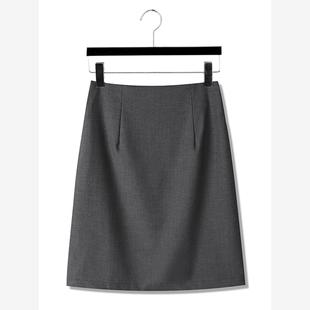 毕业照深灰色a字职业半身裙正装裙黑色工作面试西装短裙夏季薄款