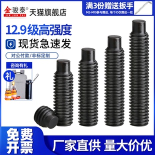 12.9级高强度圆柱凸端紧定螺丝机米螺钉无头顶丝M3M4M5M6M8M10M12