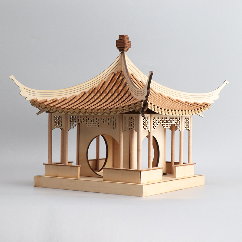 中式木质凉亭建筑屋檐客