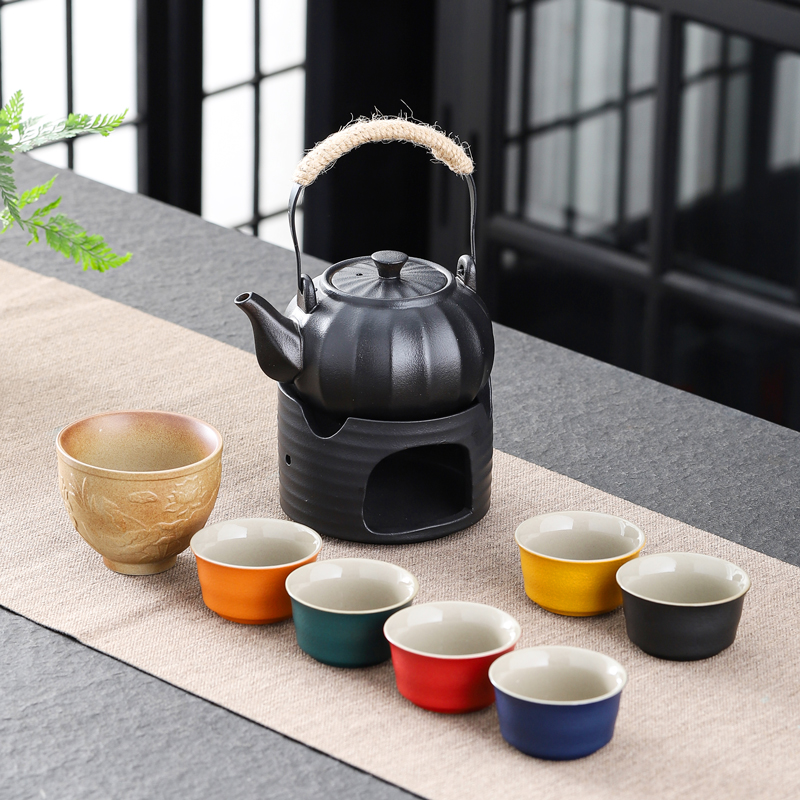黑陶功夫茶具杯提梁壶温