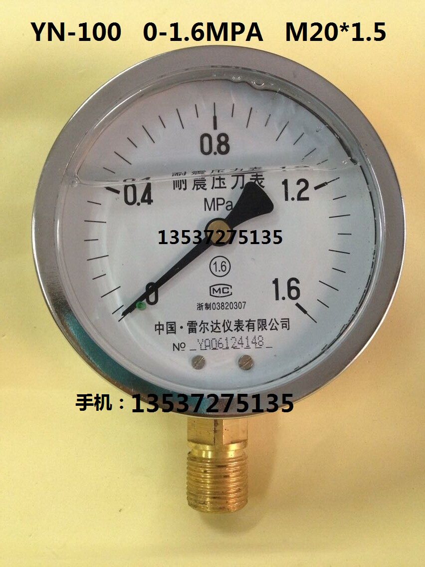 雷尔达耐震压力表液油全