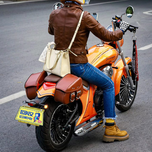 复古摩托车优米yomi大脚怪125通用皮革防水边包马鞍包侧包