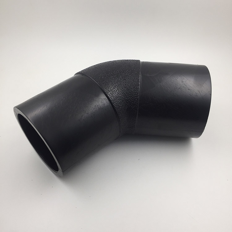 HDPE对接式45度弯头90PE给水管等径弯头160PE对接热熔弯头225/400
