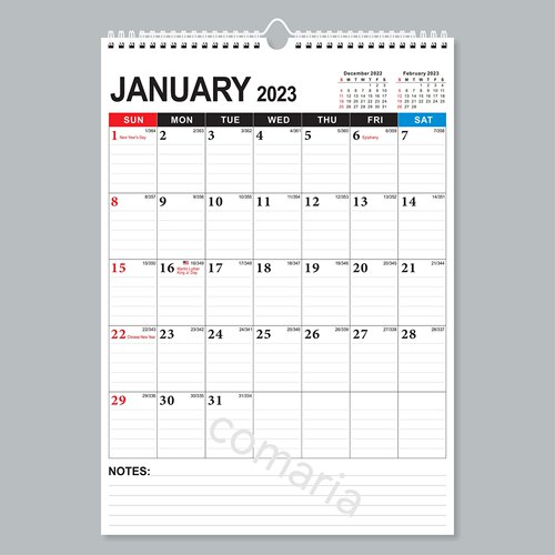 English 430mmx305mm wall calendar2024 monthly yearly planner
