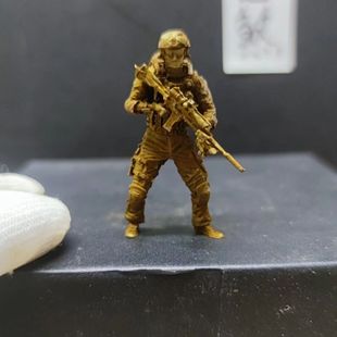 纯铜狙击手特种兵特警兵人仔武器男孩组装模型一体铜战士现代兵人