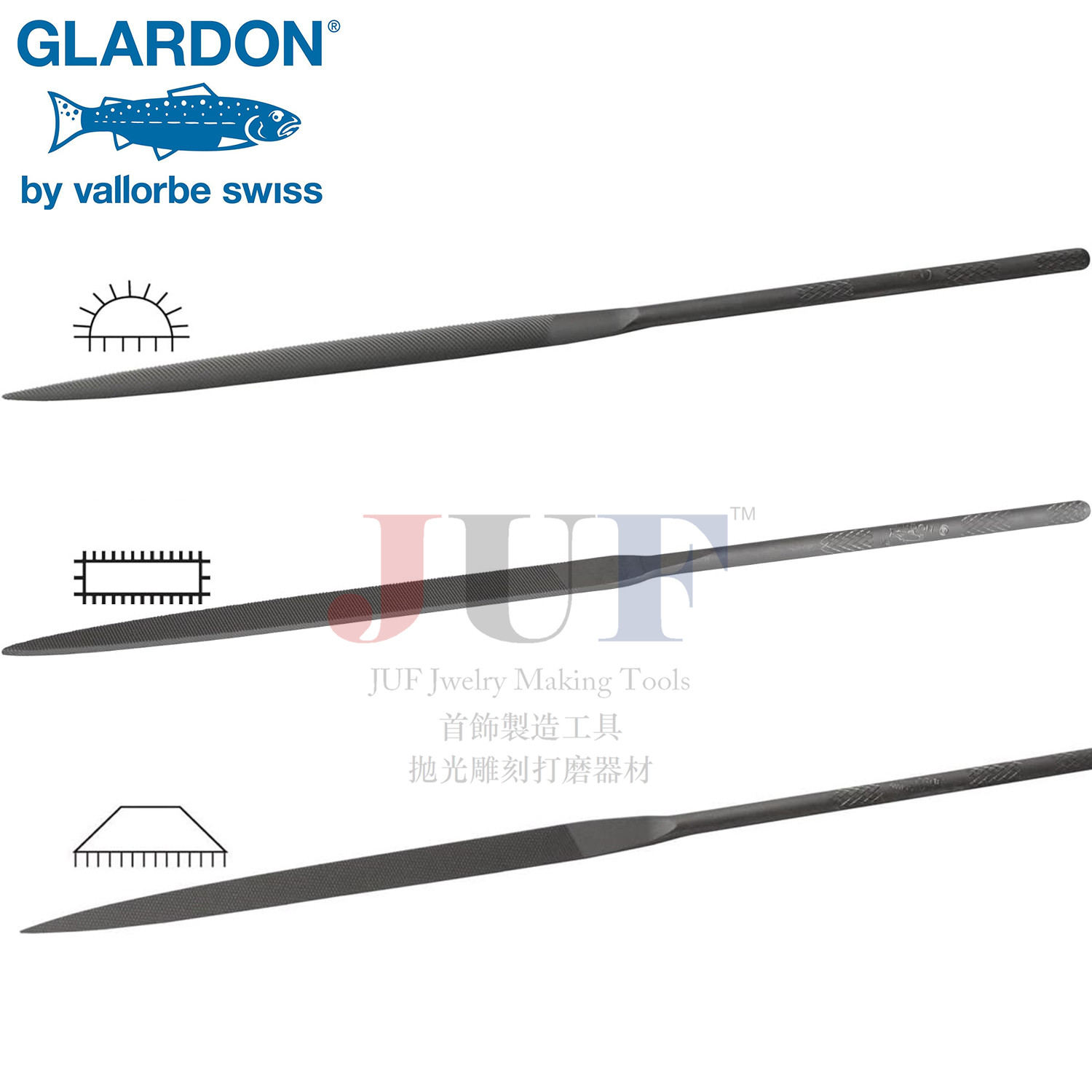 瑞士Vallorbe鱼唛牌金工整形锉刀半圆卜锉竹叶锉扁平锉执模去毛刺