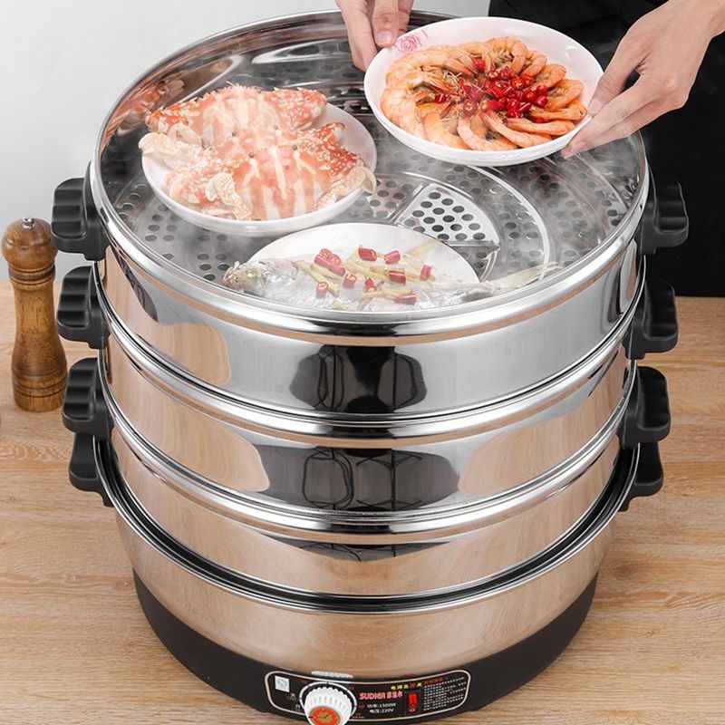 苏泊康全自动蒸煮电蒸锅三层蒸锅多功能蒸包子蒸菜插电家用商用