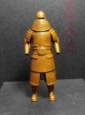 中国古代将军盔甲摆件纯黄铜实心甲胄清朝铠甲办公桌车内礼品摆件