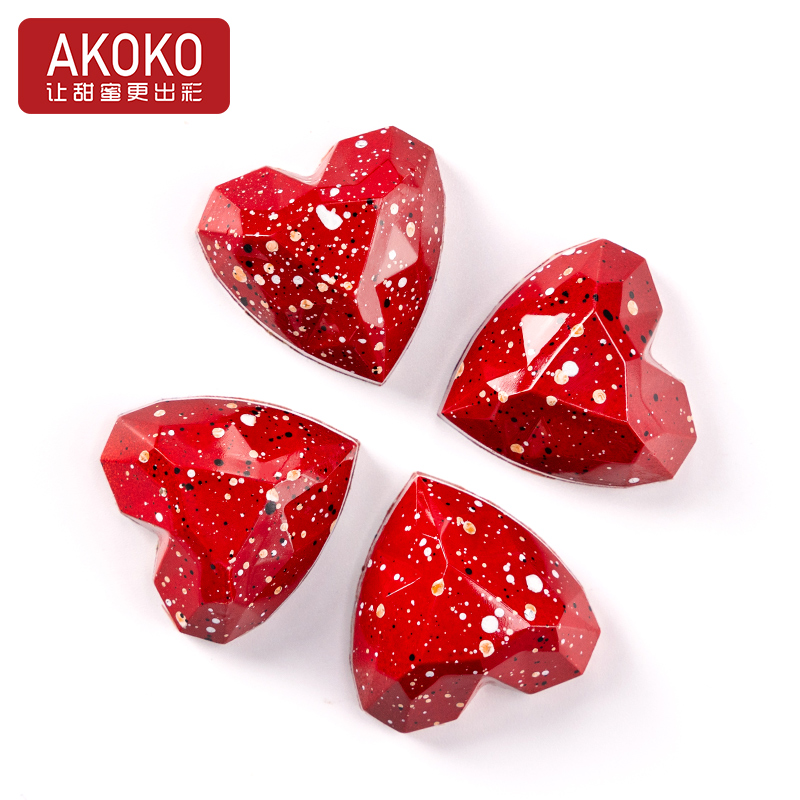 AKOKO钻石爱心巧克力模具法式西点立体心形星空朱古力甜品烘焙模