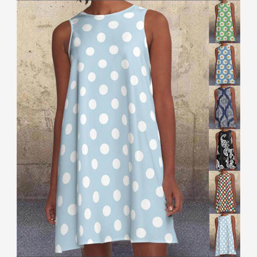 2021 new printed round neck loose strapless sleeveless