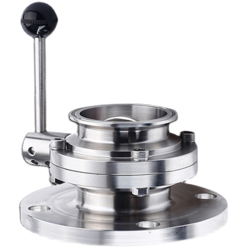 不锈钢快装法兰蝶阀304手动卫生级法兰卡箍式卡盘无负压变频阀门