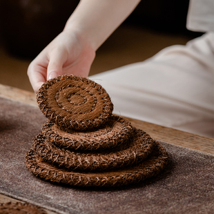 天然加厚棕垫 鬃毛编织壶垫 隔热垫杯垫 铁壶银壶垫 茶道零配餐垫