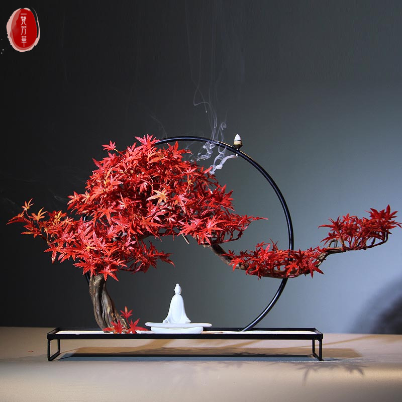 轻奢风仿真红枫盆景摆件